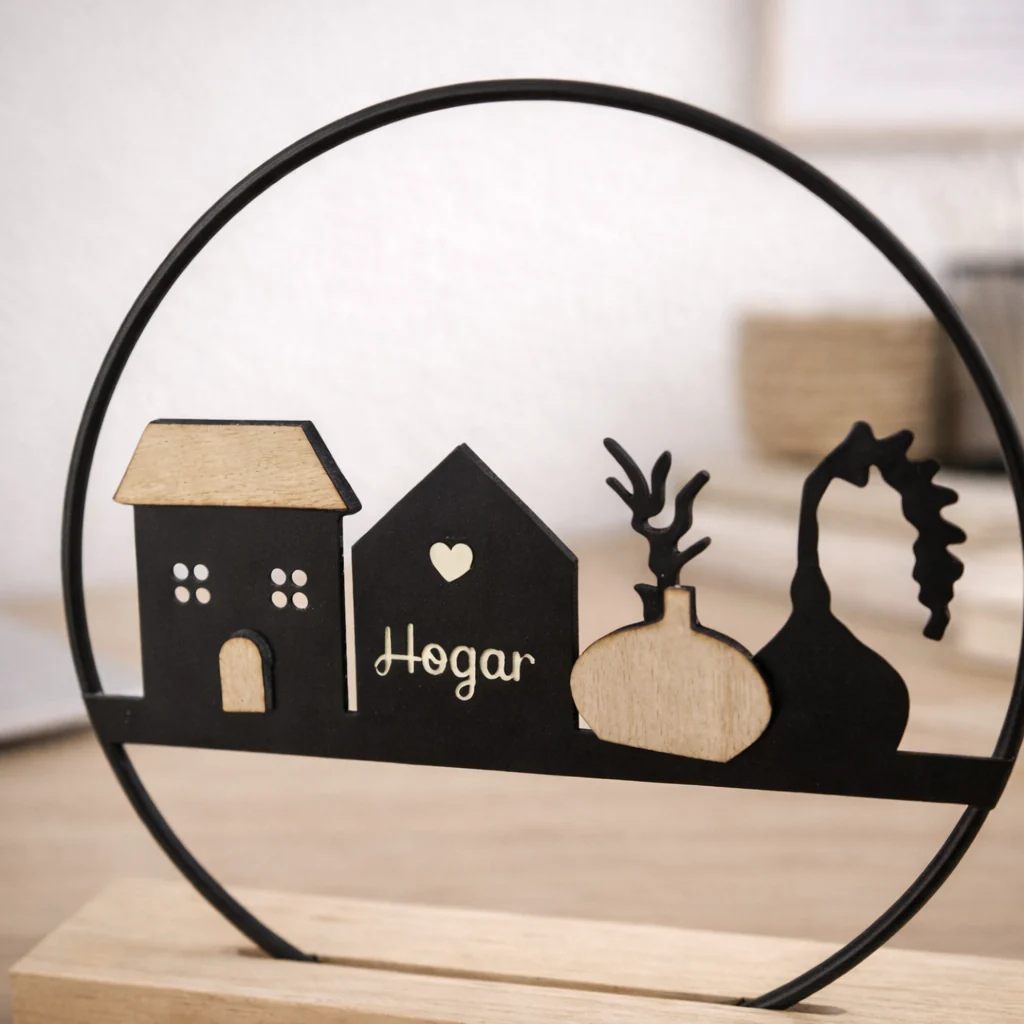 Adorno Decorativo “Hogar” con Base de Madera - Imagen 3