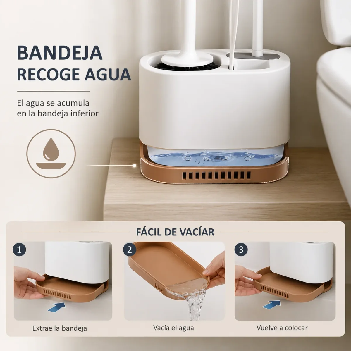 Set de Limpieza para Inodoro 3 en 1 con Base Organizadora - Imagen 5