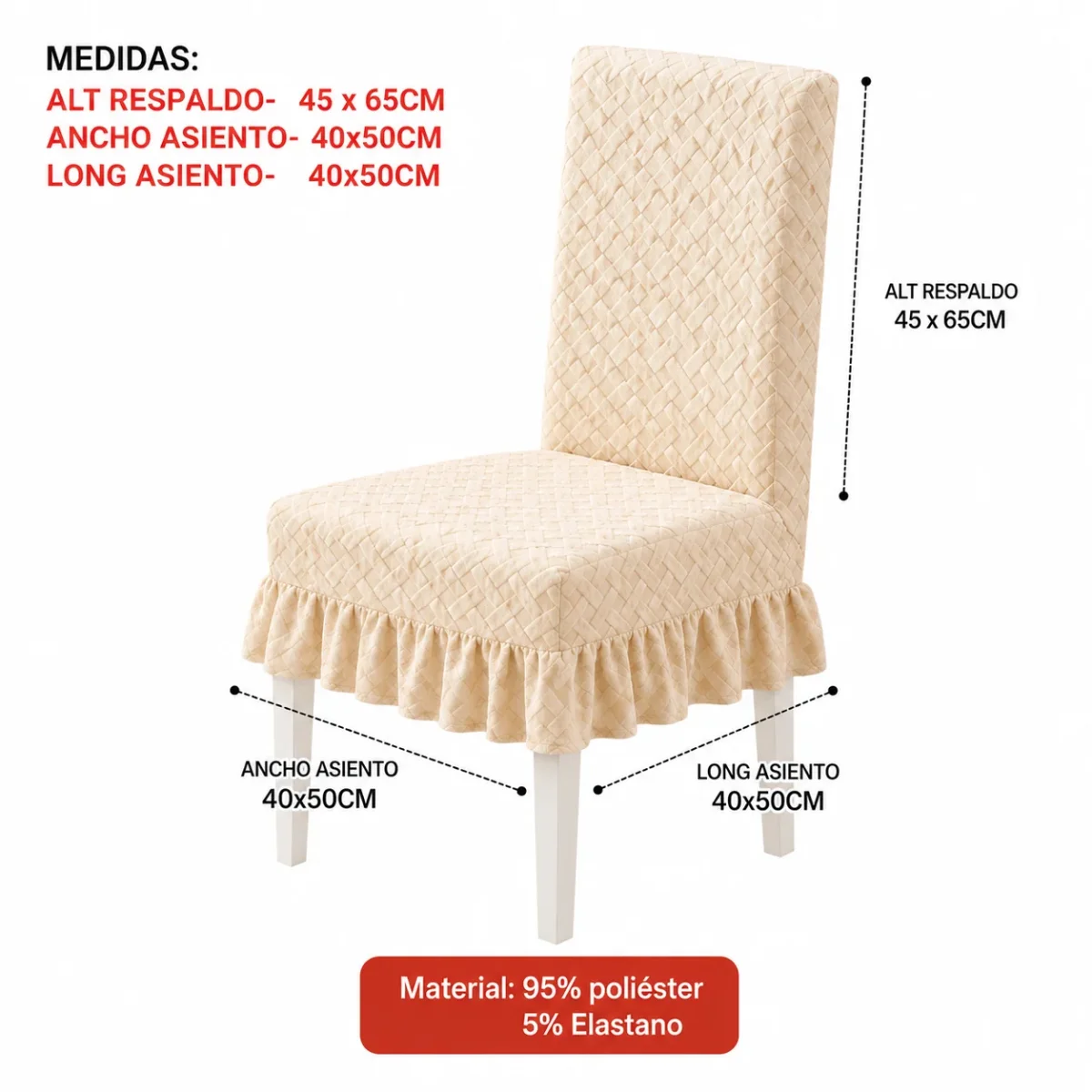 Funda Elástica para Silla con Falda Decorativa - Imagen 8