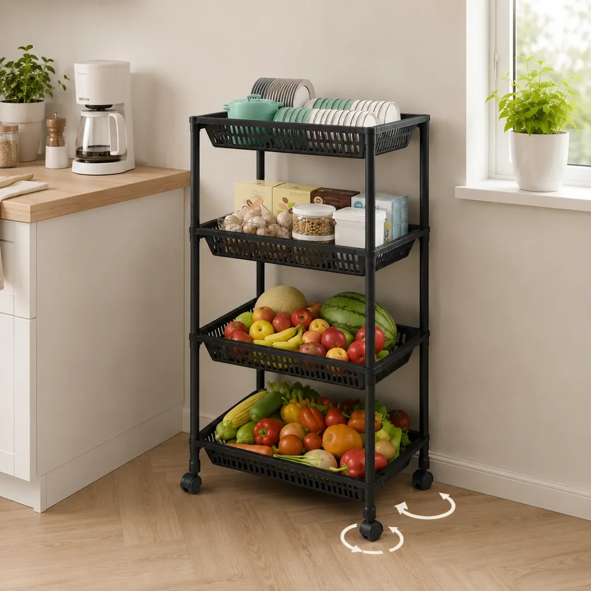 Organizador Multiusos de 4 Niveles con Ruedas - Imagen 7