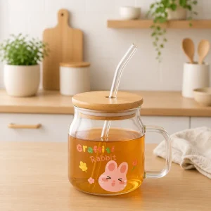 Taza con tapa de bambú infantil