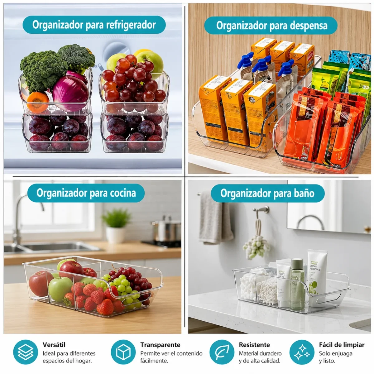 Cajas Organizadoras De Acrílico Heladera Alacena Multiuso - Imagen 3