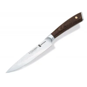 Cuchillo Utilitario 3 Claveles Sakura 12,5 cm – Hoja Martillada 3Cr13 y Mango Pakka