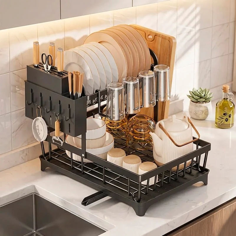 Escurridor de Platos Multifuncional de 2 Niveles NORA