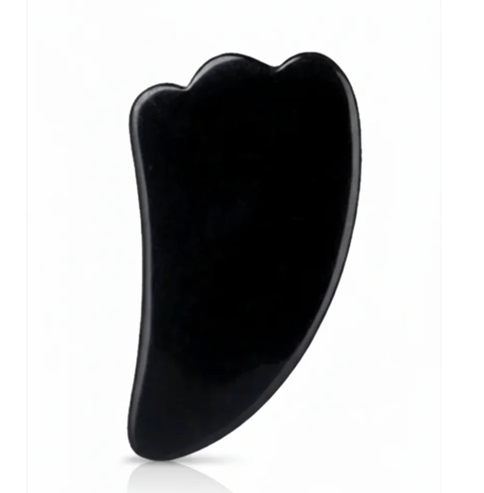 Piedra Guasha Triángulo de Obsidiana Negra - Imagen 2