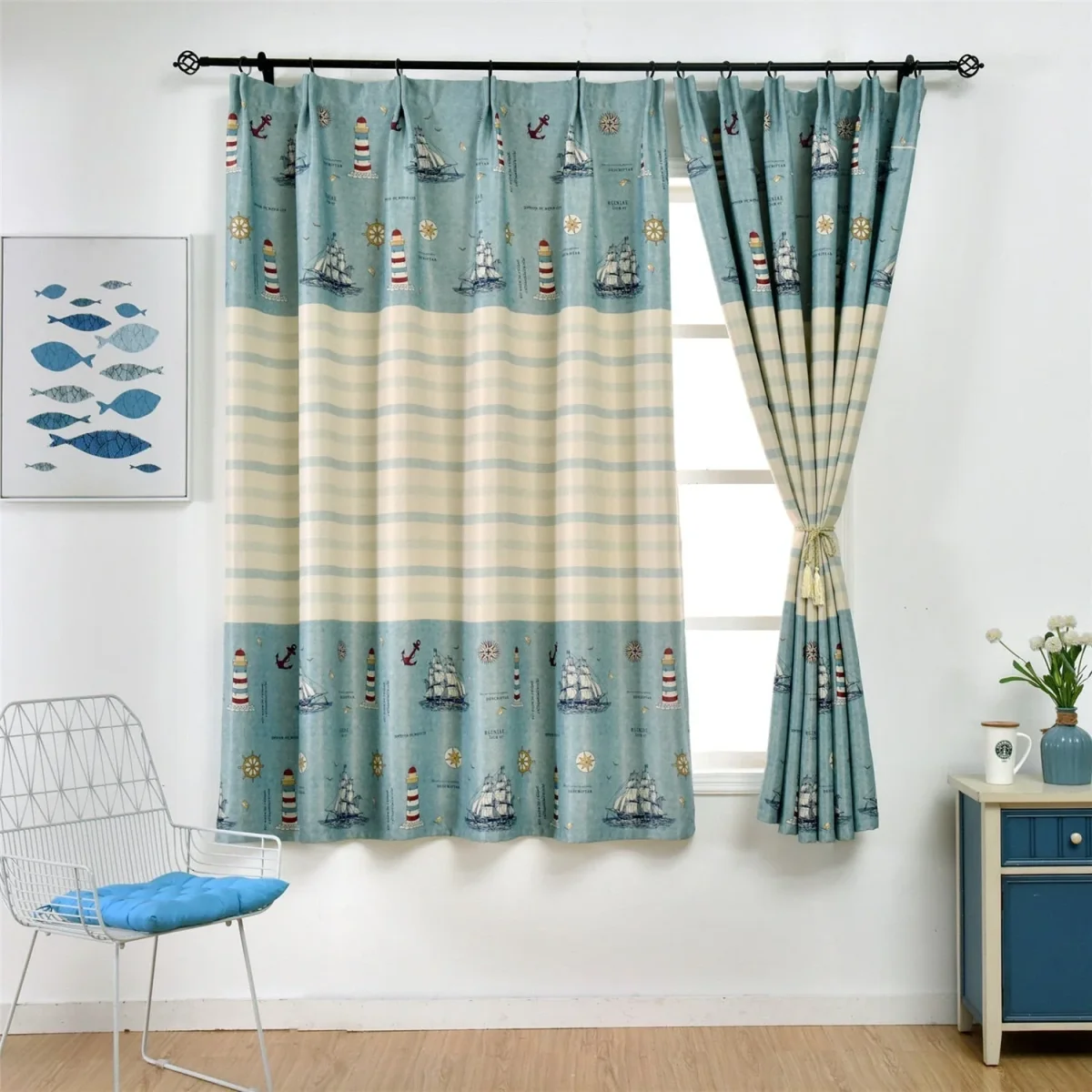 Cortina infantil con estampado marinero - Imagen 2