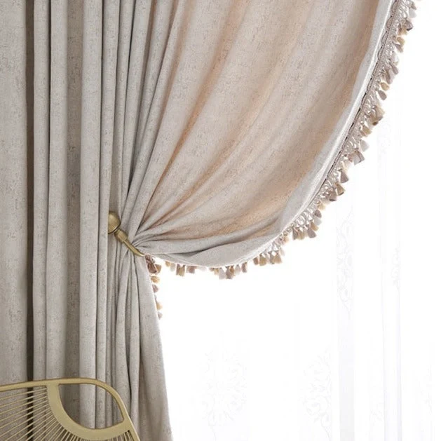 Cortina estilo boho con flecos borlas - Imagen 5