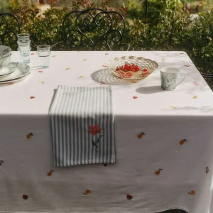 Mantel algodón efecto lino bordado frutas Granfru