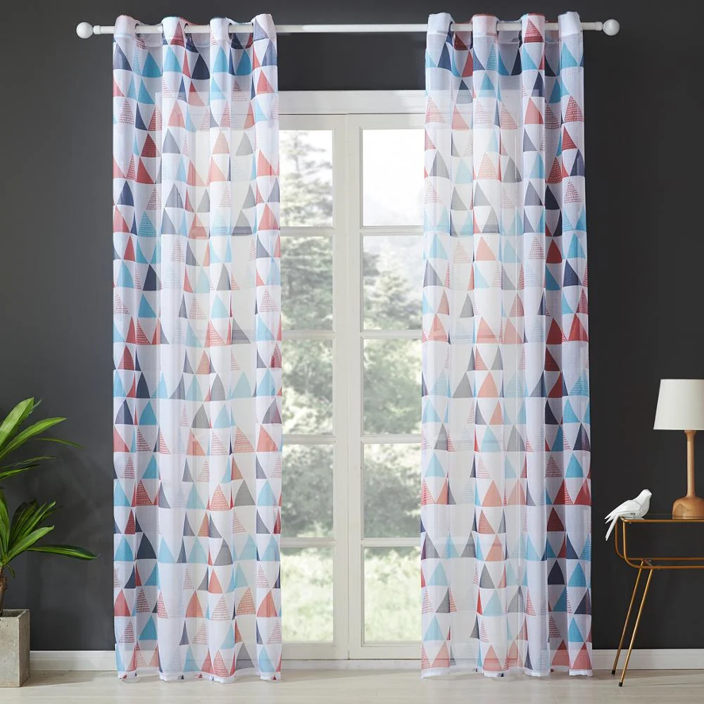 Visillo con estampado geométrico rojo