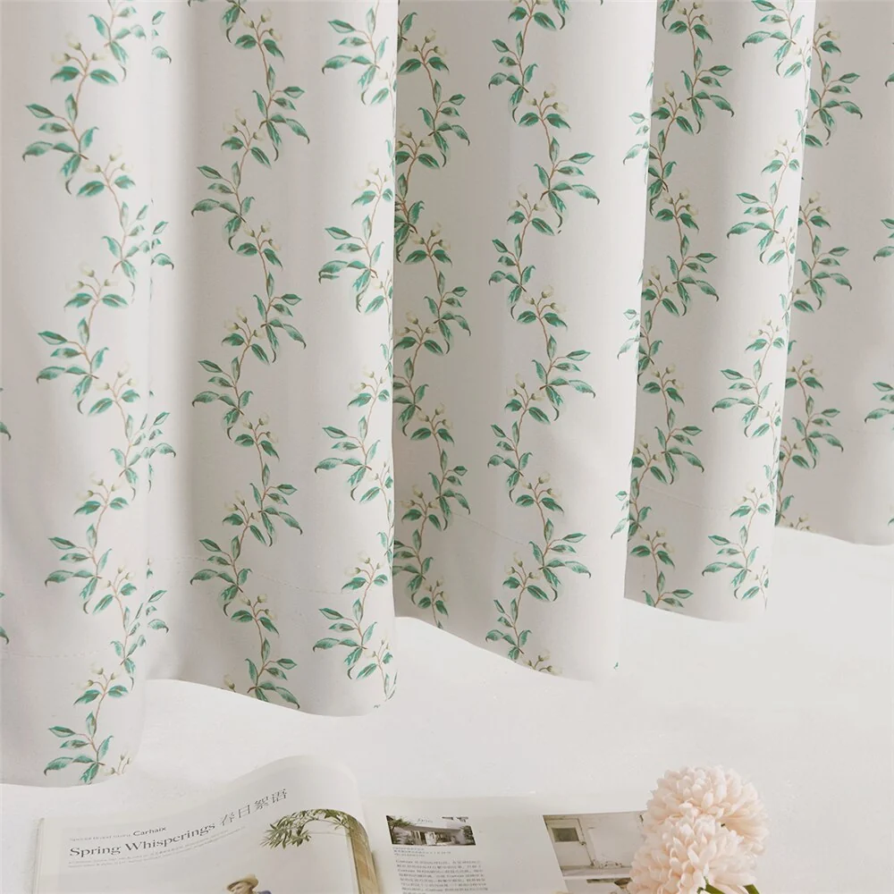Cortina de tela con diseño botánico - Imagen 3