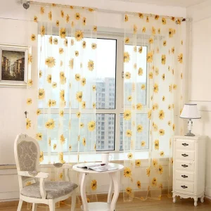 Visillo translúcido con estampado girasoles