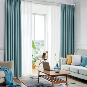 Cortina Opaca Azul con Textura Lino