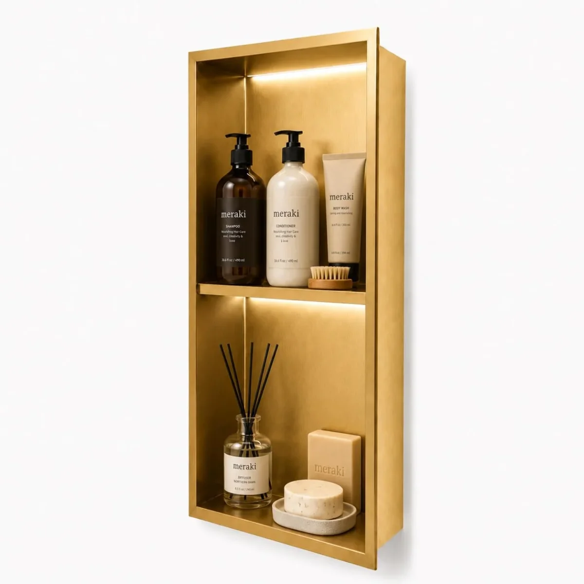 Hornacina Ducha MEDIMEX Marshall HOR006 Oro Cepillado 33x63 - Imagen 2