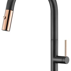 Grifo Cocina Extraíble IMEX Samoa GCE017 Negro Mate Oro Rosa