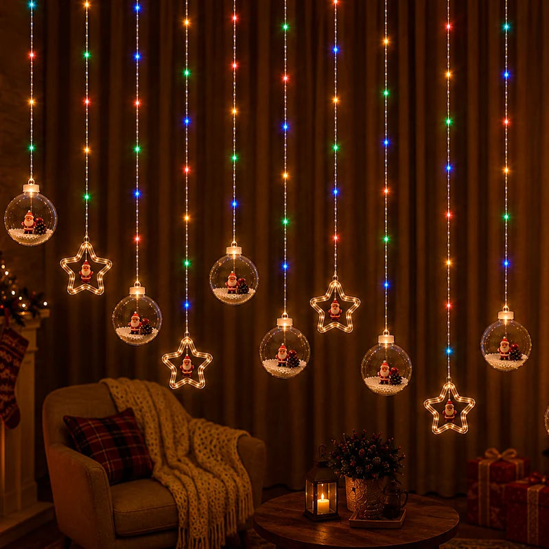 Guirnalda de luces navideñas con figuras de goma - Imagen 4