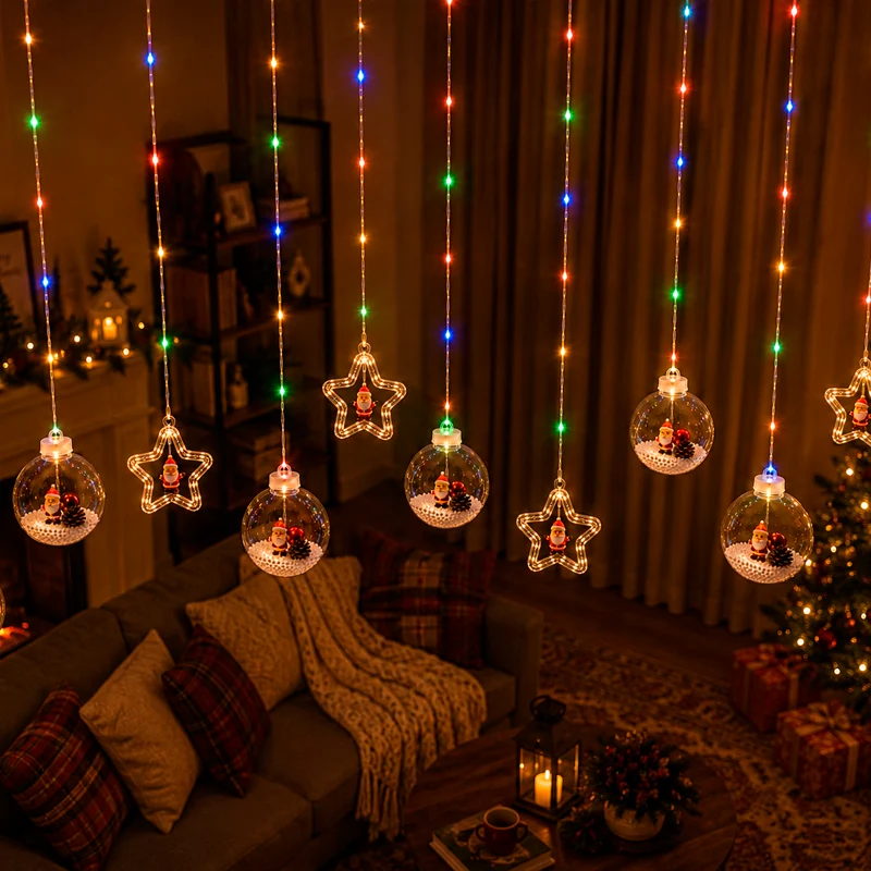 Guirnalda de luces navideñas con figuras de goma - Imagen 5