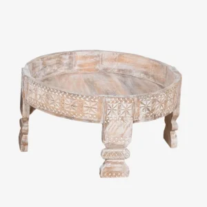 Mesa chakki de centro oriental vintage de madera redonda 60 cm
