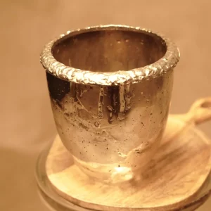 Portavelas de Cristal Soplado - Plateado Envejecido