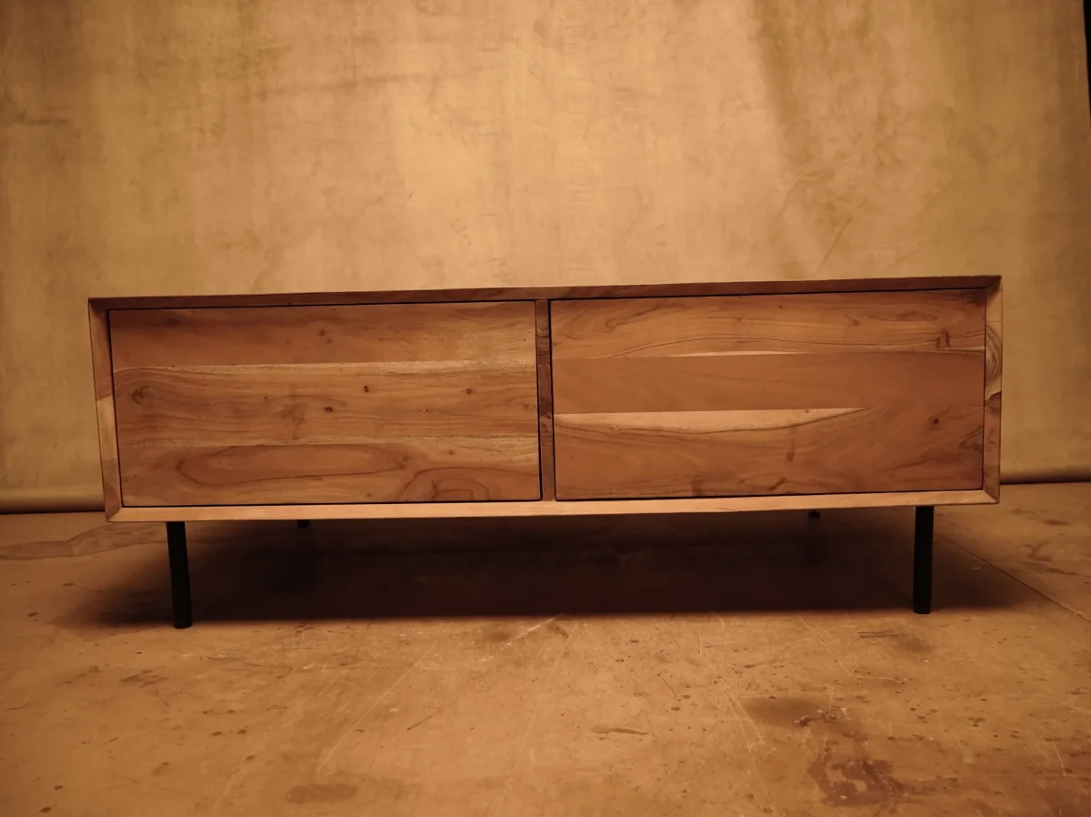 Mesa de Televisión minimalista en Madera de Acacia estilo moderno - Imagen 4
