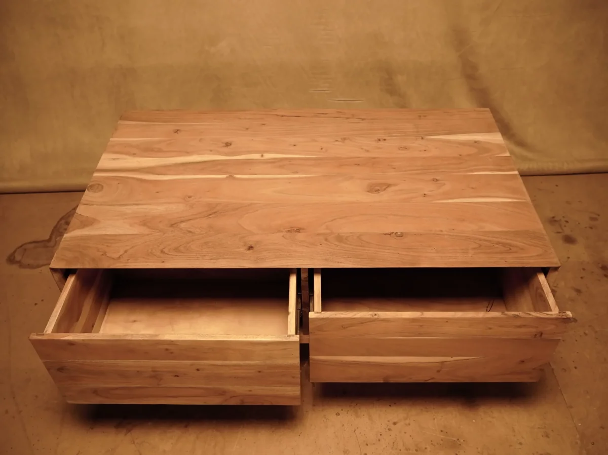 Mesa de Televisión minimalista en Madera de Acacia estilo moderno - Imagen 5
