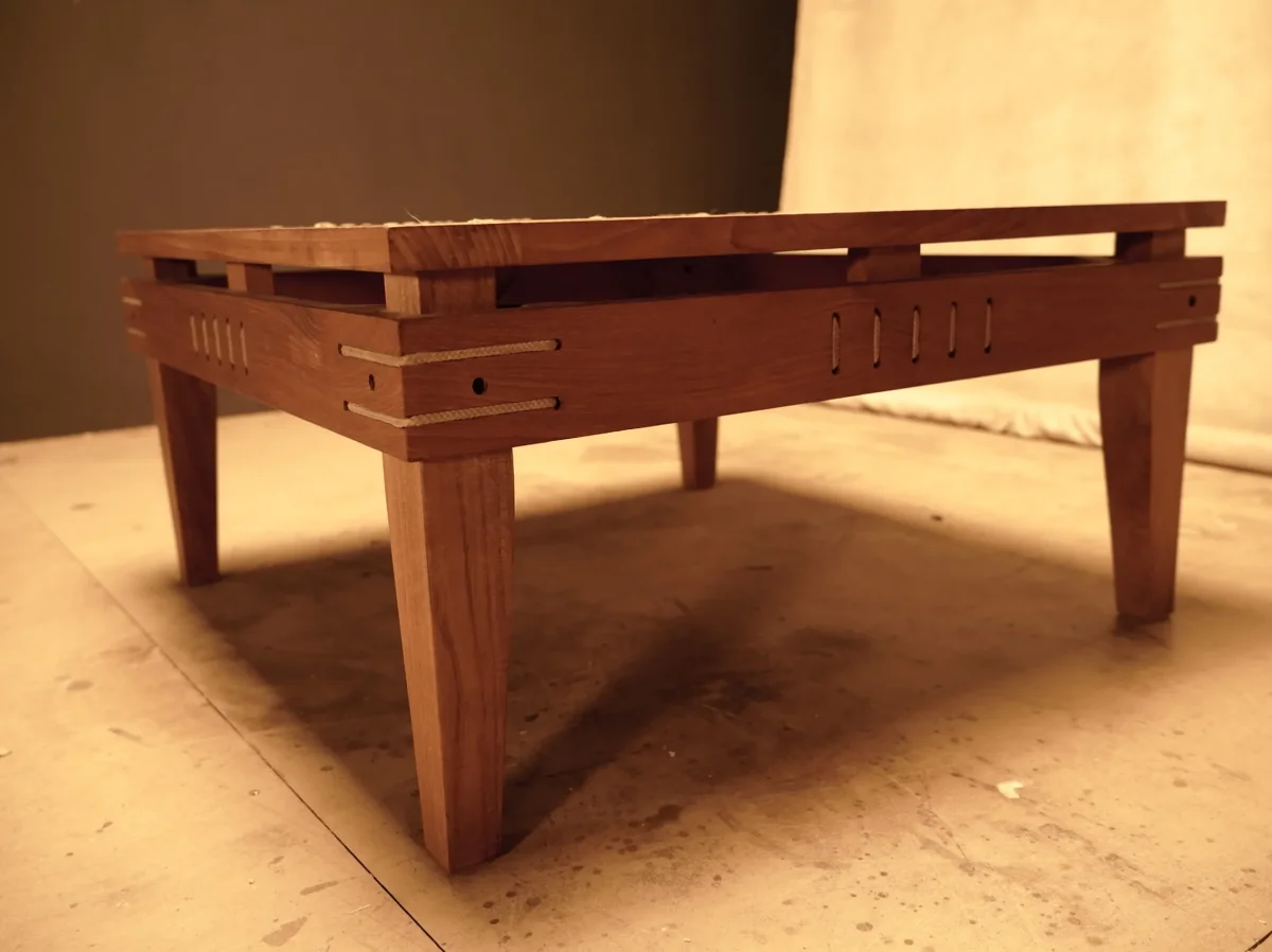 Mesa baja de madera estilo rústico 80x80 - Imagen 3