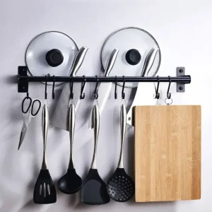 Barra Riel de Cocina de Aluminio con Ganchos