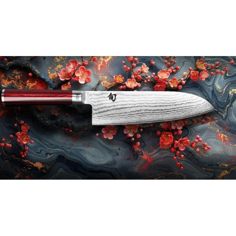 Cuchillo Santoku Shun Classic Red 18cm Edición Limitada Kai DM-0717RD - Imagen 3