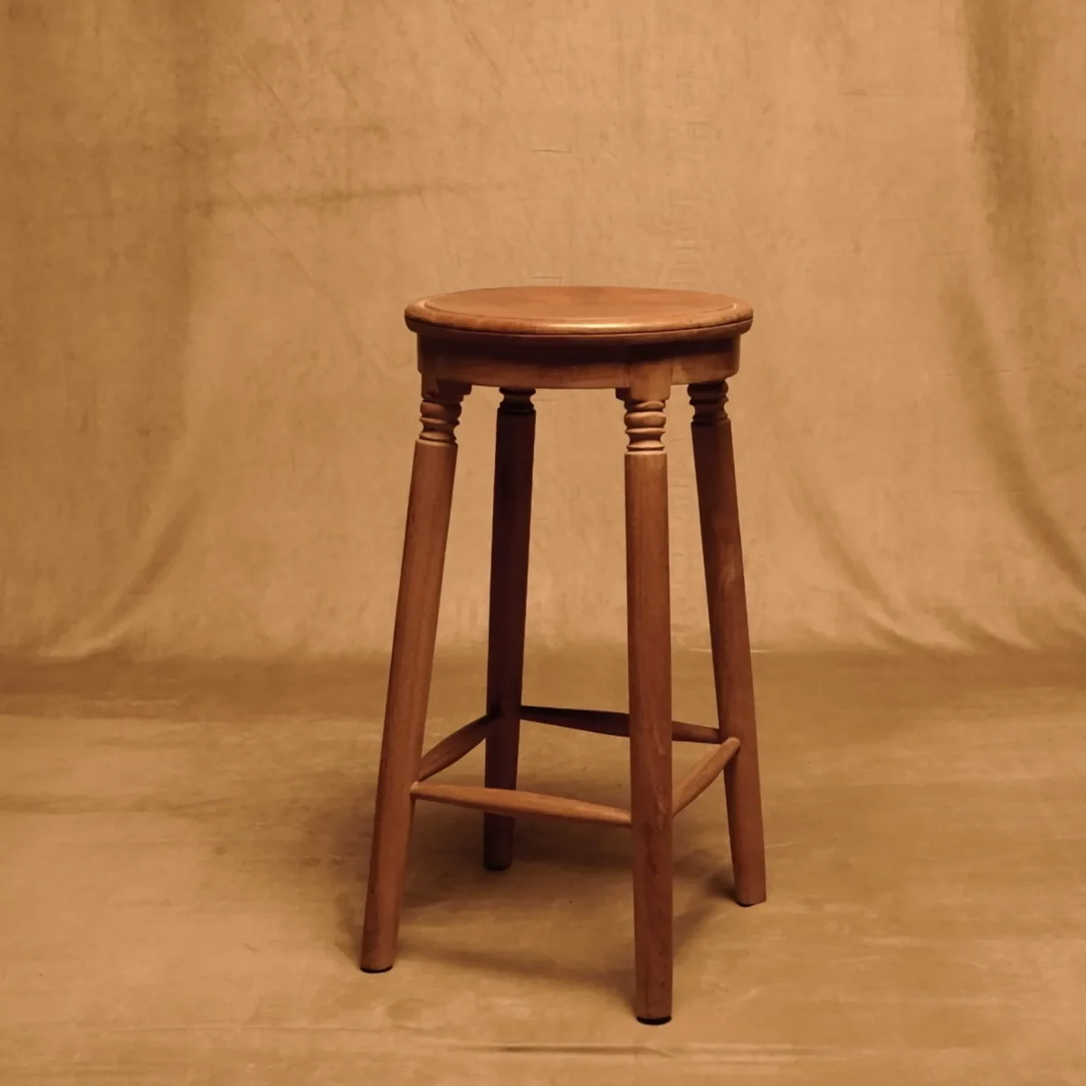 Taburete alto de madera maciza estilo rústico vintage - Imagen 2