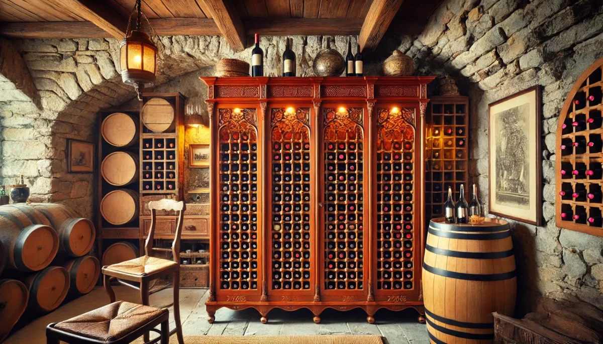 Botellero de Vinos en Madera de Teca Roja Estilo Colonial - Imagen 7