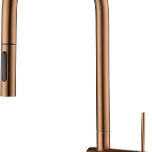 Grifo Cocina Extraíble IMEX Berna GCE026 Oro Rosa Cepillado 360° Acero Inoxidable