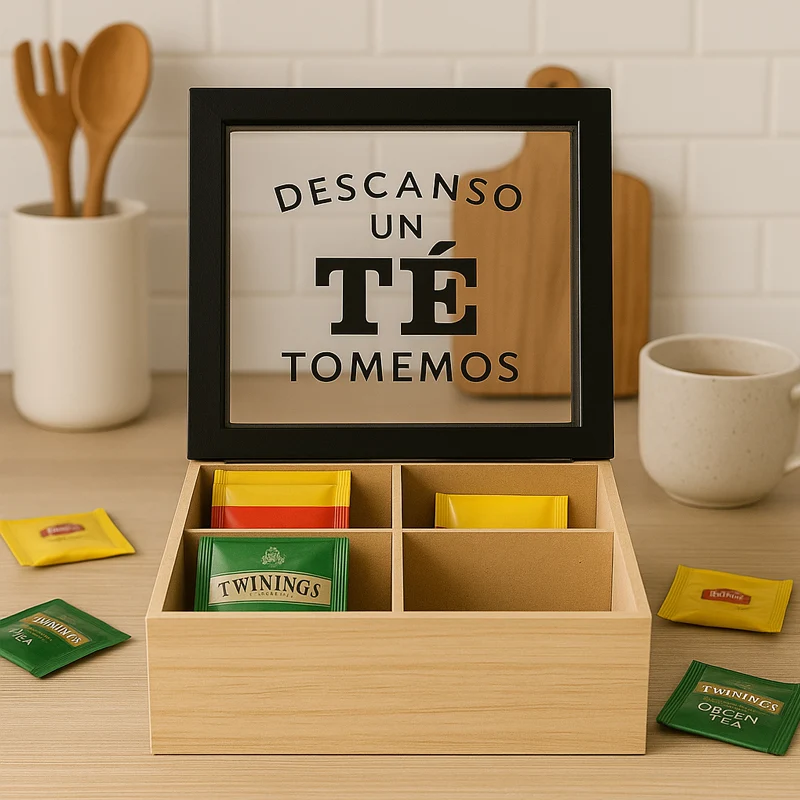 Caja organizador de Té 4 compartimentos