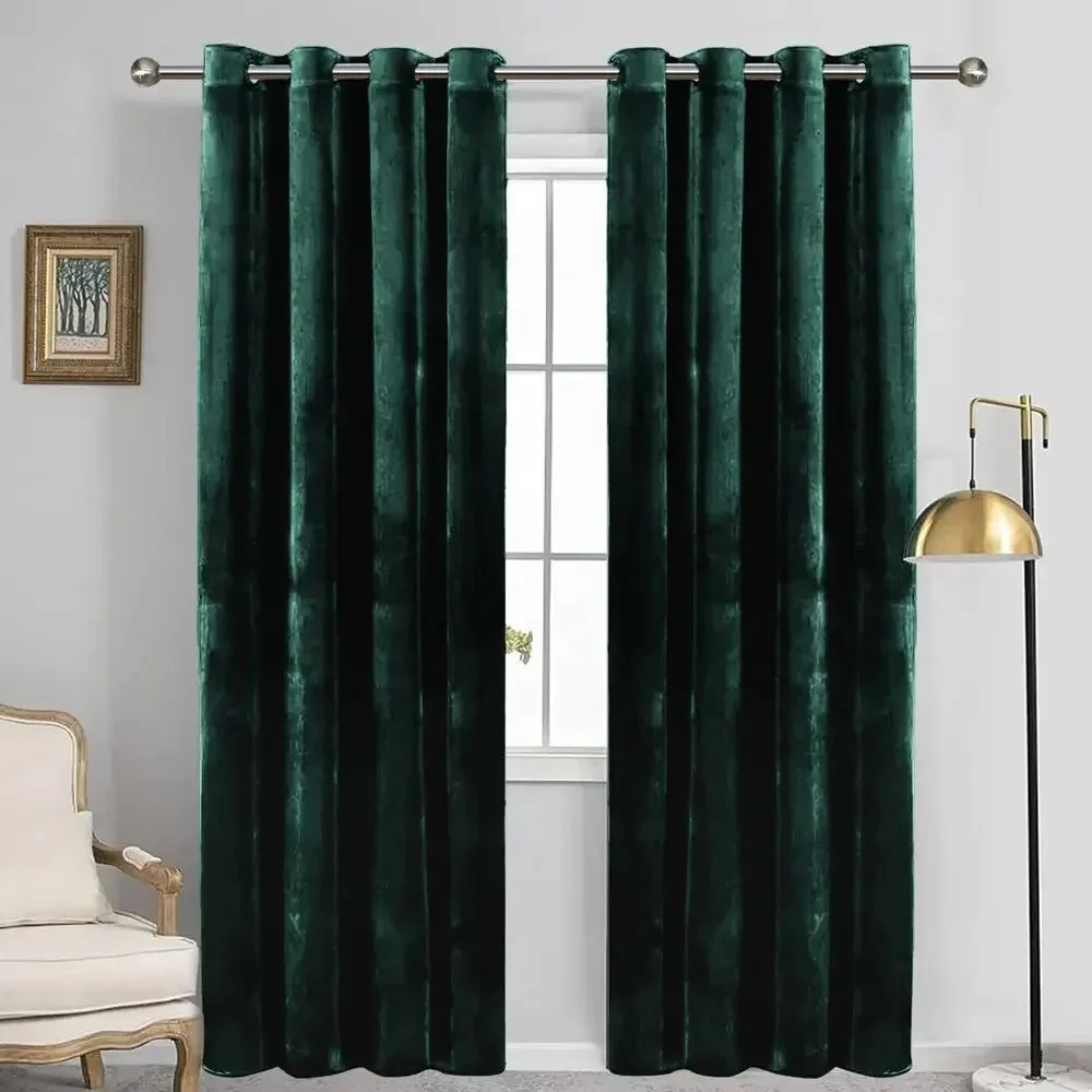 Cortina de Terciopelo Verde Esmeralda Opaca