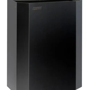 Papelera Mediclinics 25L Negra de Acero con Apertura Superior y Aro Interior
