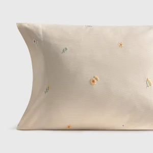 Funda de almohada algodón 180 hilos flores bordadas Laflora