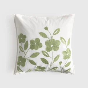 Funda de cojín algodón flores bordadas Folma
